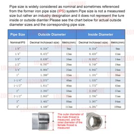 LOZOME 1-1/4" Male x 1" Female Thread Reducer Bushing Pipe Fitting, Adapter, Stainless Steel SS 304 NPT Reducer Bushing Pipe Hose Fitting