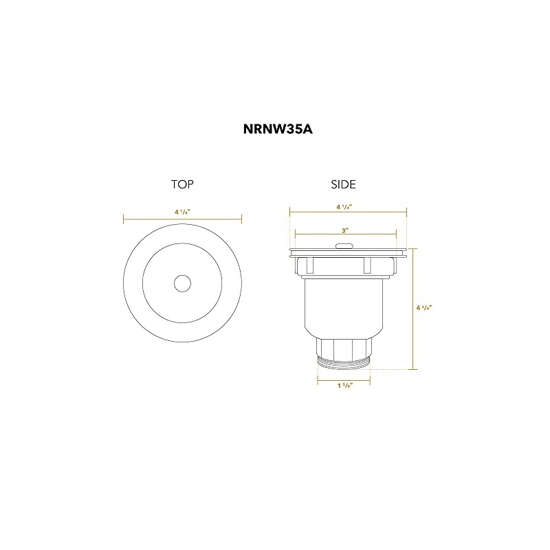 Whitehaus NRNW35A-SS 3-1/2-Inch Basket Strainer with Deep Removable Basket, Stainless