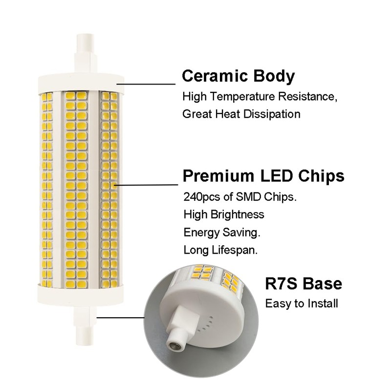 Yosenmi 118mm R7S LED Bulb 30W, 300W T3 Halogen Equivalent,