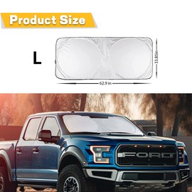 Ziciner Ziciner Car Windshield Sun Shade with Storage Pouch, Auto Sun Shield Blocks UV Rays Protector Cover, Foldable Front Window Sunshade Visor Protection Fits for Most Cars SUVs (Large 6333.8in)