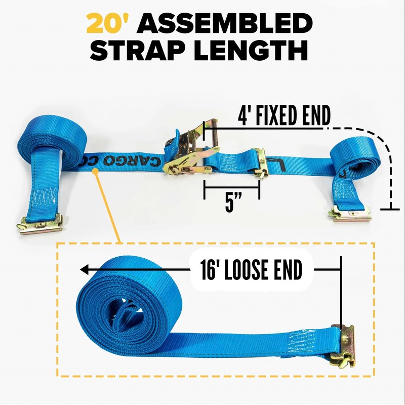 US Cargo Control Double-Fitted E Track Ratchet Straps (4 Pack),