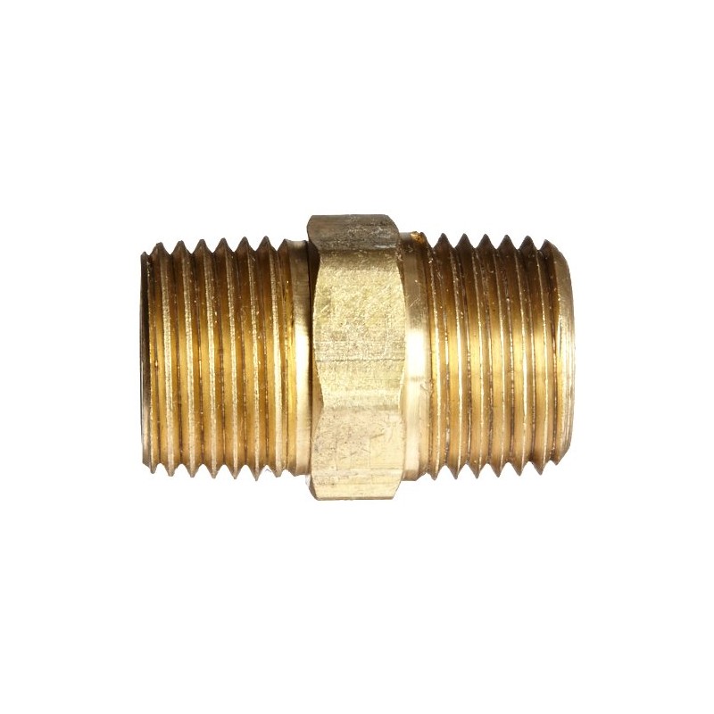 Anderson Metals 56122-08 Brass Pipe Fitting, Hex Nipple, 1/2" x