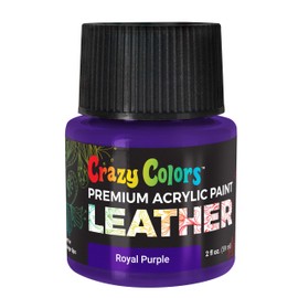 Crazy Colors Royal Purple Premium Acrylic Leather and Shoe Paint, 2 oz Bottle - Flexible, Crack, Scratch, Peel Resistant - Artist Create Custom Sneakers, Jackets, Bags, Purses, Furniture Artwork