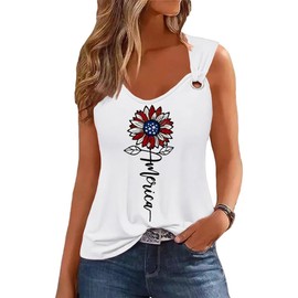 Yuaelria American Flag Star Baseball Casual Tank USA Stripes Sleeveless Vest Casual Summer Vacation Funny Print Letter Vest(X-Large,Z-White-5)