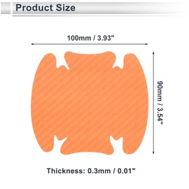 RATCHROLL 4 Pcs Universal Car Door Handle Cup Cover Adhesion Door Protection Door Bowl 3D Sticker Scratch Protector 90x100mm Carbon Fiber Pattern Orange PVC