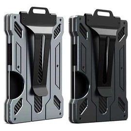 HAMILO Card Case, Credit Card Storage, Skimming, Holds Up to 15 Cards, Set of 2 Colors, Black, Grey