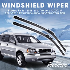 Forccord 2-Pack Windshield Wiper Blades Fit for Volvo S80 2004-2006, S60 2005-2009, XC70 2005-2007, V70 2005-2007, XC90 2005-2015, Windshield Wipers 24"+22" Car Accessories Pinch Tab