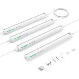 VIVOSUN T5 Grow Lights for Indoor Plants, 5000K Full Spectrum 24W(4 X 6W), 1FT LED Plant Light Strip for Seed Starting, Greenhouse, Hydroponics, SGS Compatible, Linkable, 4-Pack