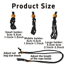 pson 6 Pieces Crystal Stone Holder Necklaces Woven Cord, 3 Sizes Adjustable Strong Netted Cage Pendants for DIY Jewelry Bracelet Accessories(Black)