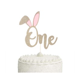 WAWUO Bunny Flag Cake Topper - 1st Birthday Baby Showers