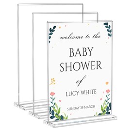 NIUBEE Acrylic Sign Holder 8.5 x 11 T-Shape Clear Flyer Stand 3 Pack