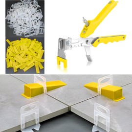 1/8”Tile Leveling System Kit, 600pcs Tile Leveler Spacers Clips+150pcs Reusable Wedges+1pc Tile Pliers for Wall/Floor Tile Adjustment, Leveling Tile System for Ceramic Tile