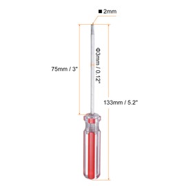 sourcing map Magnetic Square Screwdriver 75mm/3" Length SQ0 2mm Carbon Steel 4 Point Screw Driver with Non-Slip Handle for Appliances Repair Improvement, Red
