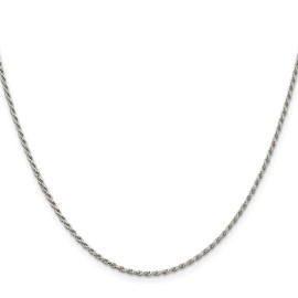 GlittersandGold Sterling Silver 1.7mm Diamond-cut Rope Chain Necklace