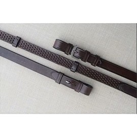 Black Oak by KL Select Pebble Grip Reins W/Stops and PIN Brown 3/4"