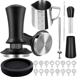 Yeelan Coffee Tamper Set 22 PCS,Espresso Accessories with Coffee Espresso Tamper 51mm & WDT Tool,Barista Tools with Tamper Mat,Coffee Stirrer,Frothing Pitcher,Latte Art Pen for Espresso Coffee Machine