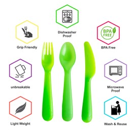 CCuddly Hippo Flatware (Purple, Pink, Orange, Yellow, Green, Blue, 54 Pieces)