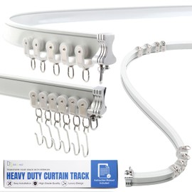 Aluminum Flexible Curtain Track 3ft-9.8ft / 3 Meter-Bendable Ceiling Track For Curtains, Ceiling/Wall Mount Curtain Rail System For Curved Shower Curtain, RV/Sliding Curtain Track (WHITE)