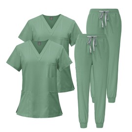 Maizoon Scrub Set for Women and Men Medical Uniform Set 2 Piece V Neck Short Sleeve Top with Pockets Quick Dry Lightweight