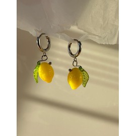 Handgemachte Ohrringe creolen aus 18k Gold vergoldeten Edelstahl mit hängenden Zitrone Anhänger (gold)