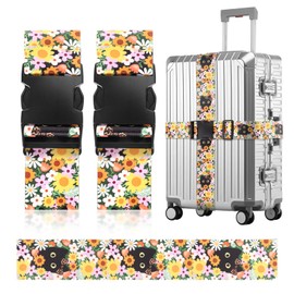 Luggage Straps for Suitcases, Adjustable Suitcase Straps, 2 Pack Suitcase Belt Strap - Baggage Identifiers Suit Case Accessories with Buckle, Premium Accessory for Travel Bag Closure (cat)