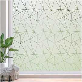 Beautysaid Window Film Privacy for Glass Windows, Frosted Window Film with Triangular Pattern, Anti-UV Static Cling without Glue for Home Bathroom Bedroom Office, 30 * 200cm