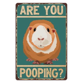 Guinea Pig Are You Pooping Metal Sign Funny Home Decor Bathroom Wall Decor Washroom Toilet Outhouse Decoration 8"x12"