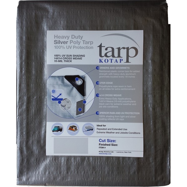 Kotap TRS-1230 Multiple Sizes Heavy Duty Protection, 10-mil, 12 ft. X 30 ft, Silver