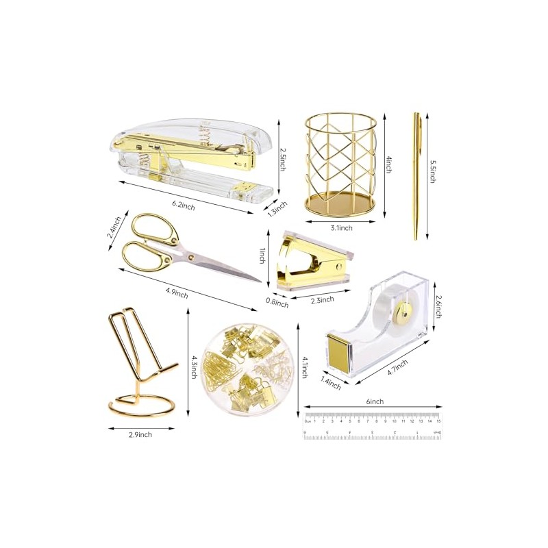 EOOUT Gold Office Supplies Set - Complete Desk Accessories