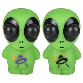 Popping Eye Green Aliens (3.33") Squeezable Popping Eye Fidget Toy Great for Parties and Prizes (Eye Poppers, 2, Pack)