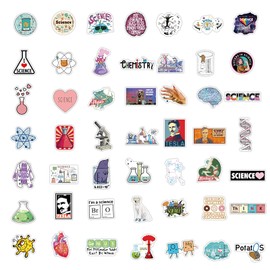 100 Pieces Cute Aesthetic Waterproof Vinyl Anime Stickers for Water Bottle Laptop Kids Teens Girls Boys Adults (Science)