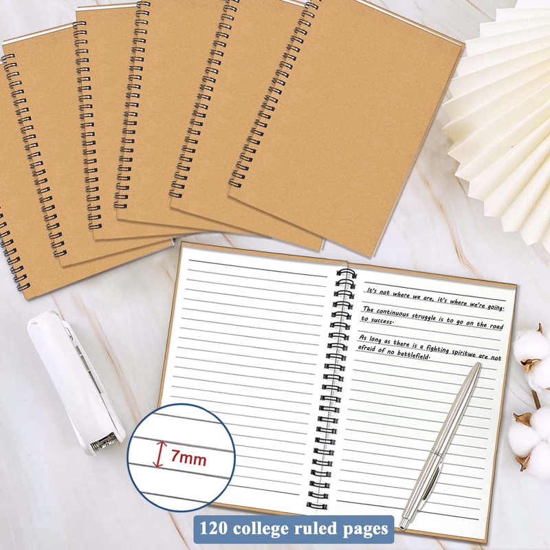 Pack of 6 A5 Spiral Bound Notebooks 21 x 14.5