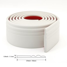 Hardened Peel and Stick Baseboard Trim, Flexible Strip and Caulk for Floor, Chair Rail, Wall Base (16.4 ft x 3.9 inch)
