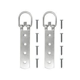 PHS Extra Large Heavy Duty D-Ring Picture Hangers - 2 Pack with Screws - D Hooks for Picture Hanging - 200 lb Capacity - 6.5" Steel Strap Hangers for Frames & Mirrors
