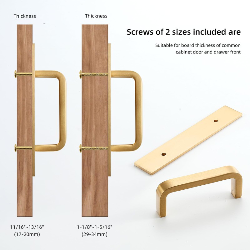 SNBTLA Solid Brass Cabinet Pull with Backplate, 2 Pack Brushed