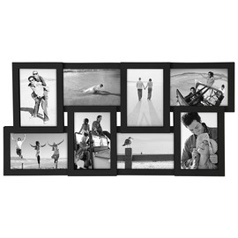 Malden International Designs Puzzle 8-Way Opening Plastic Picture Frame Collage, 4 by 6-Inch, Black