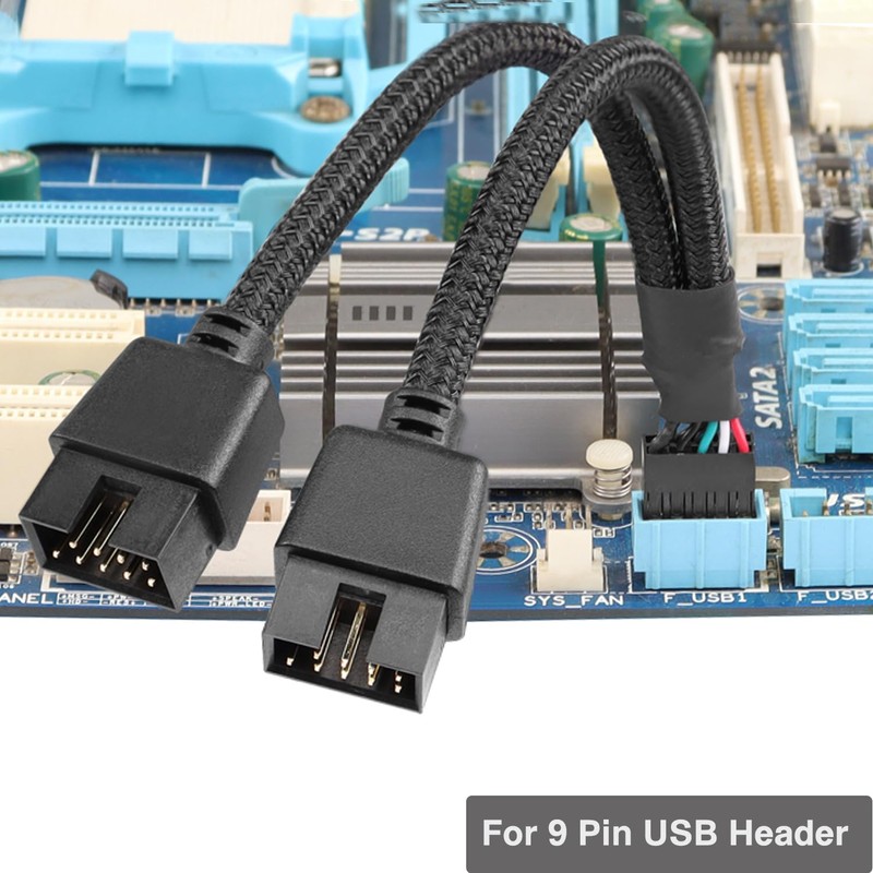 COEZFE Motherboard USB 2.0 to Dual 9 pin Extension Cable,
