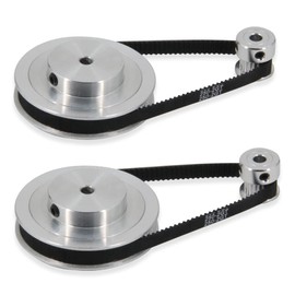 Zeberoxyz Set of 2 GT2 Synchronous Wheel 20 & 80 Teeth 5 mm Bore Aluminium Timing Belt Pulley with 2 Pieces Length 250 mm Width 6 mm Belt (20-80T-5B-6)