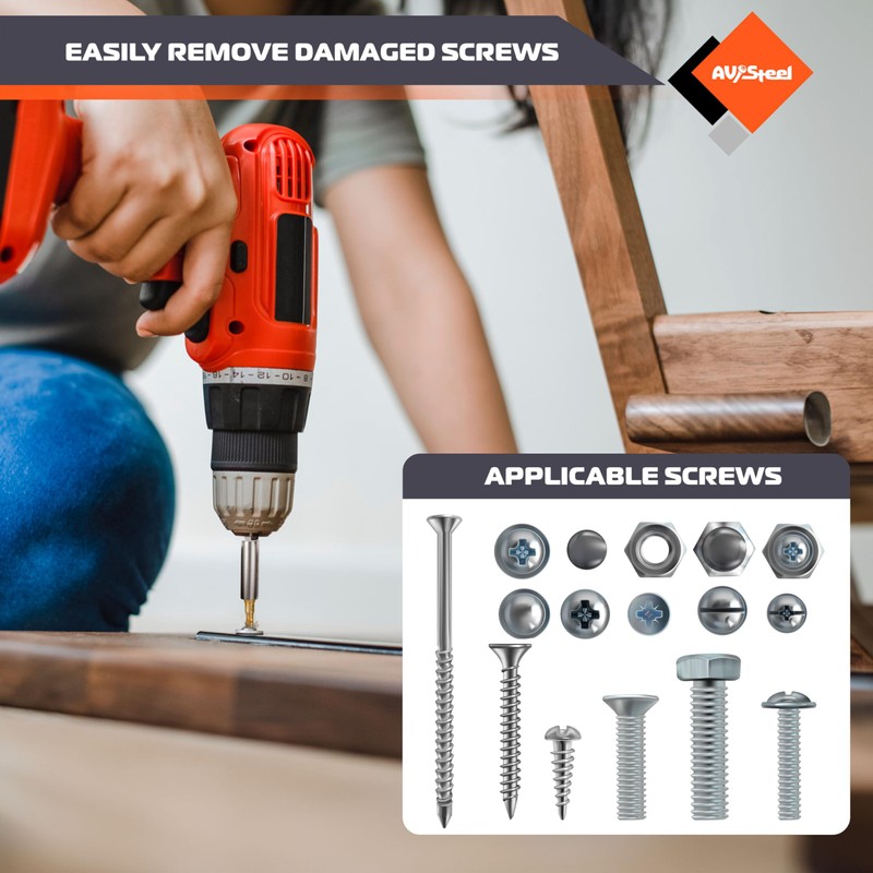 AV Steel 22 Pieces Damaged Screw Extractor Set, Easy Out