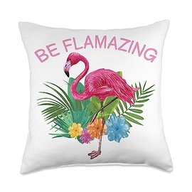 Be Flamazing Flamingo Funny Cute Pink Lovers Humor Throw Pillow, 18x18, Multicolor