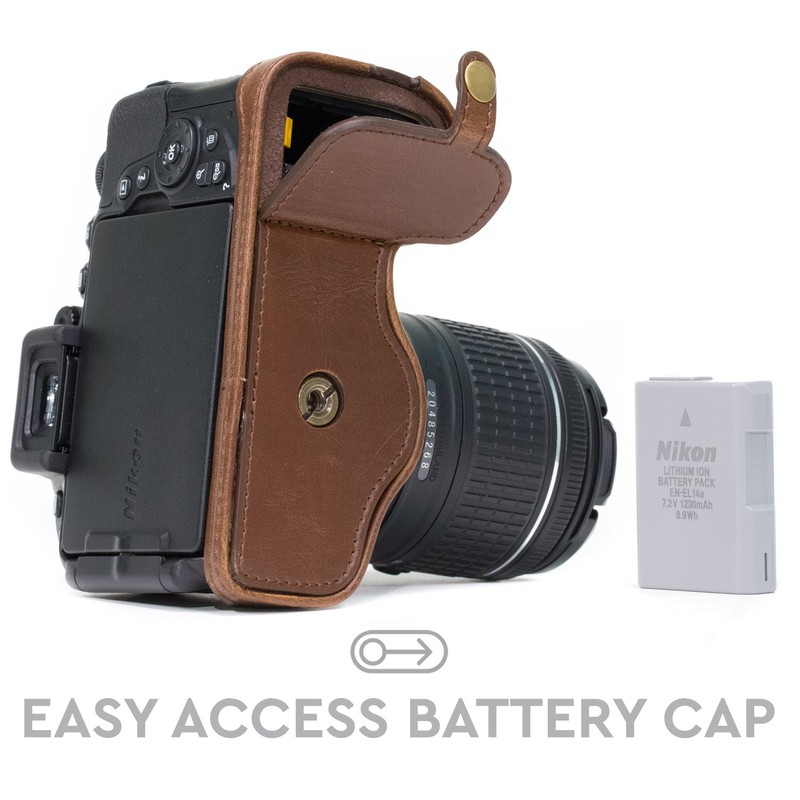MegaGear MG1171 Ever Ready Leder Kamera Halbtasche mit Trageriemen und