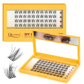 QUEWEL Lash Clusters, Pack of 60, Eyelash Clusters, 12 mm, 3D DIY Eyelash Extensions, Soft and Fluffy Individual Eyelash Extensions, Create Natural Look at Home (LTM02-12 mm)
