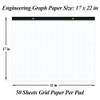 (2-Pack) Large Engineering Graph Paper Pad - 22" x 17"