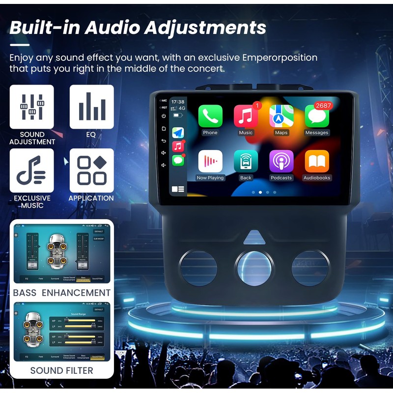 Car Radio for Dodge RAM 1500 2500 2013-2018 (Manual AC):1080P