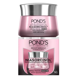 PONDS Crema Facial Antimanchas* Noche Bright Miracle Ultimate Clarity con Niasorcinol, uso de noche para una piel luminosa y tono uniforme 50 g
