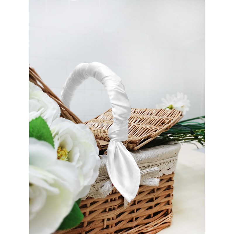 1 Piece of White Square Satin Scarf Wrap Ribbon Neck