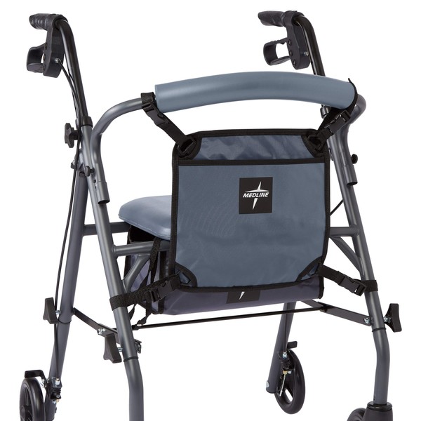 Medline Front Bag for Rollator Walkers, Adjustable Accessory Tote Easily Attaches to Most Walkers and Rollators, Gray