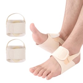 Ajoysoul Arch Support Pad for Women and Men, Anti Slip Arch Support Brace for Flat Foot Pain, Plantar Fasciitis, PTTD, Elastic Band Orthotic Shoe Insert - 2 PCs Beige