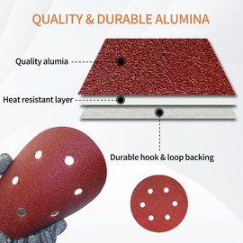 Meccion 150mm Sanding Discs 50pcs Sander Discs Pads 6 Inch 6 Holes Hook and Loop Sander Paper for Random Orbital Sander (40 80 120 180 240 Grits Mixed, 50)