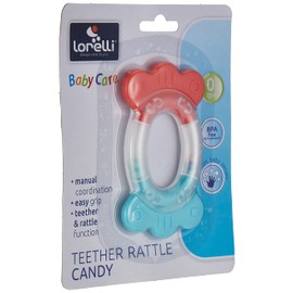 Baby Care Candy Baby Rattle Teething Ring with Studded Handle from Birth Colour: Multi-Coloured